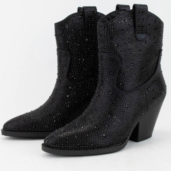 Shoes - NWT Black Rhinestone Cowgirl Boots! So adorable.